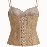 Beige Lace Corset Bustier Top