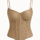 Beige Lace Corset Bustier Top