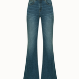 Flared High Rise Blue Jeans