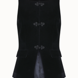 Tailored Velvet Vest with Chinese Knot Buttons